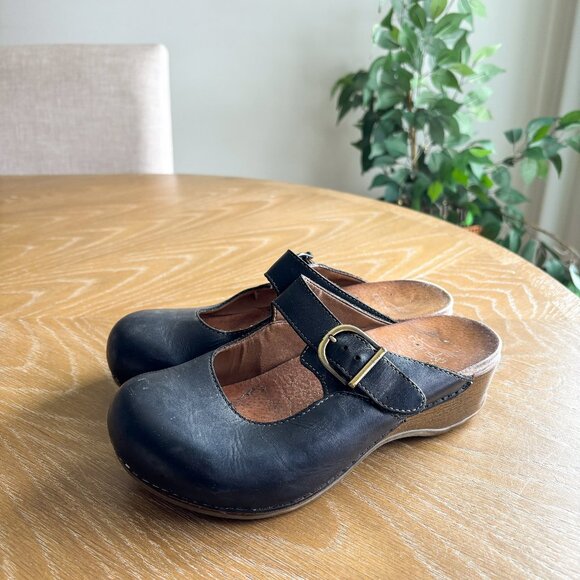 Dansko Shoes - Dansko Martina Mule Black Leather Clogs